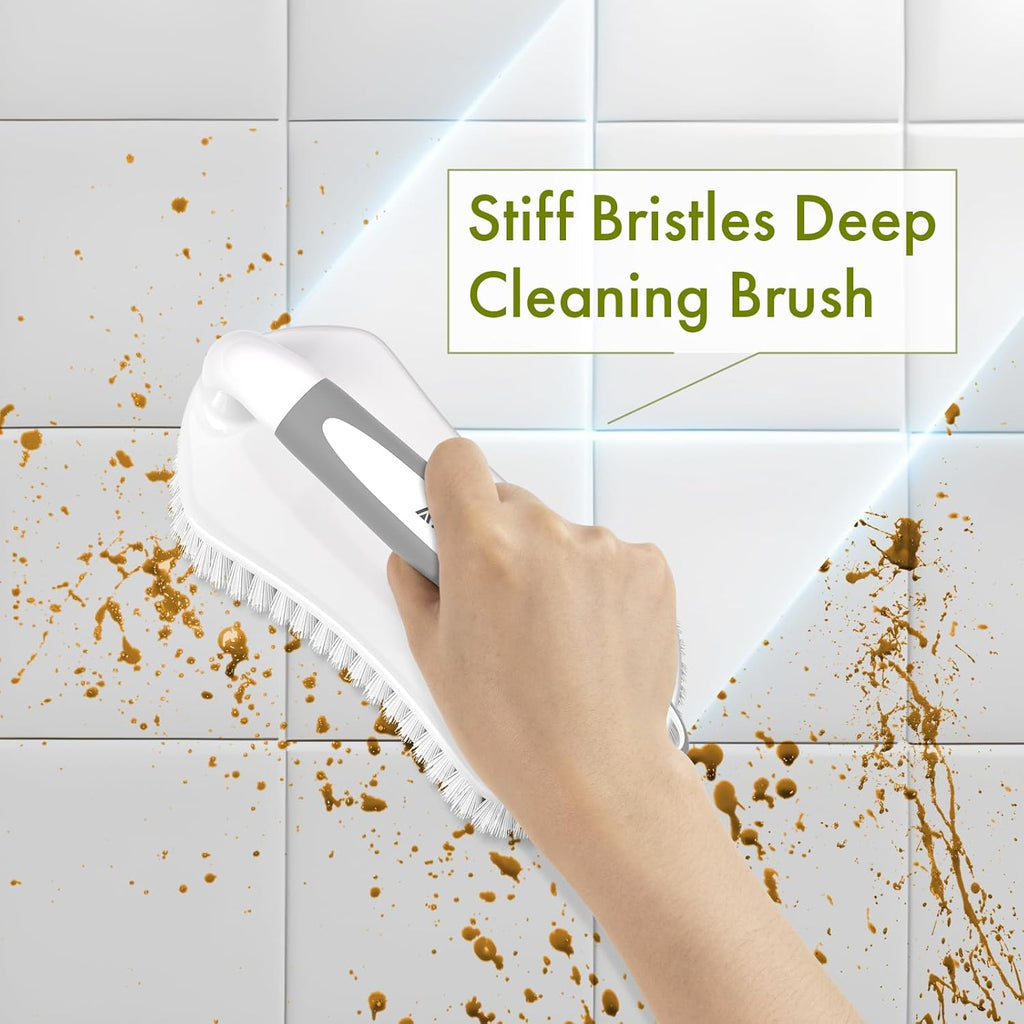Amazer Scrub Brush for Cleaning Comfort Grip Shower Scrubber Flexible Stiff Bristles with Handle