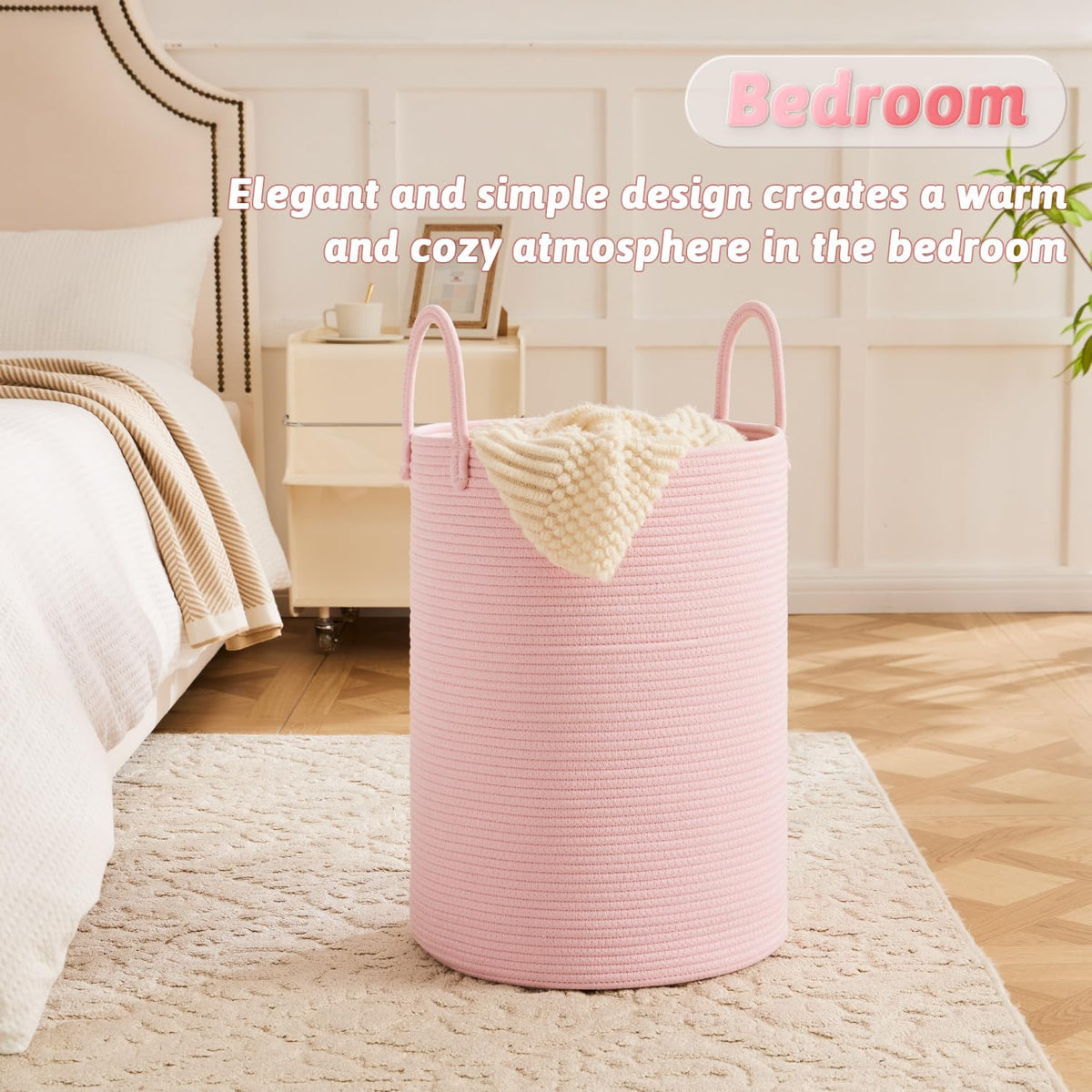 Laundry Basket,Woven Cotton Rope Laundry Hamper,40L for Decorative Storage of Dirty Clothes,Toys