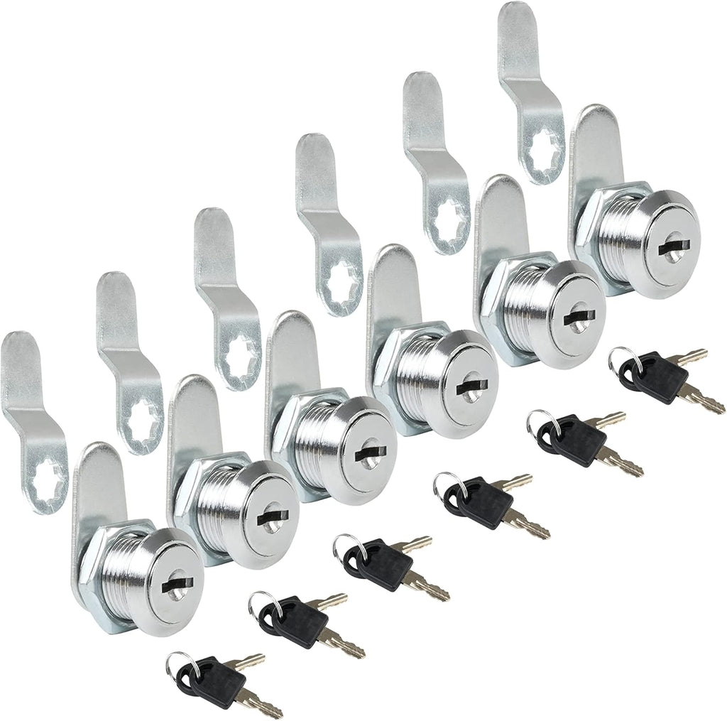 Cabinet Locks, 6 Pcs MoHern Keyed Alike 5/8 Inch (16mm) Rv Storage Lock, Cylinder Locks, Zinc Alloy