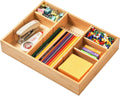 Umilife Desk Drawer Organizer, Bamboo Wood Organizer Tray with Adjustable Compartments, Office Desk