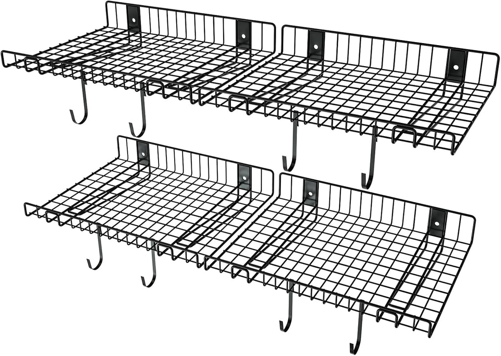4 Pack Garage Wall Shelf, Wall Mounted Storage Shelves, Heavy Duty Metal Shelves for Room Wall