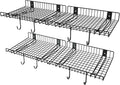 4 Pack Garage Wall Shelf, Wall Mounted Storage Shelves, Heavy Duty Metal Shelves for Room Wall