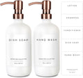 Emerson Essentials Thick Glass Soap Bottle Dispensers, 2 Pack, Non Rust Stainless Steel Pumps Hand
