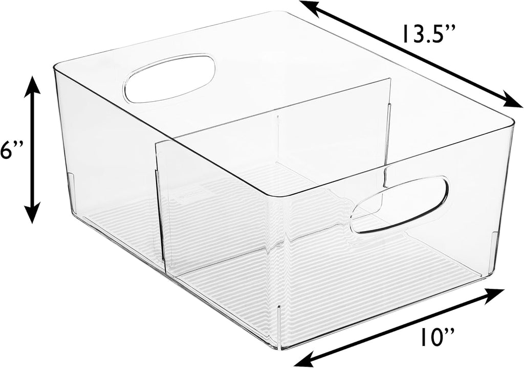 ClearSpace Plastic Storage Bins with Divider – Perfect Kitchen Organization or Pantry Storage