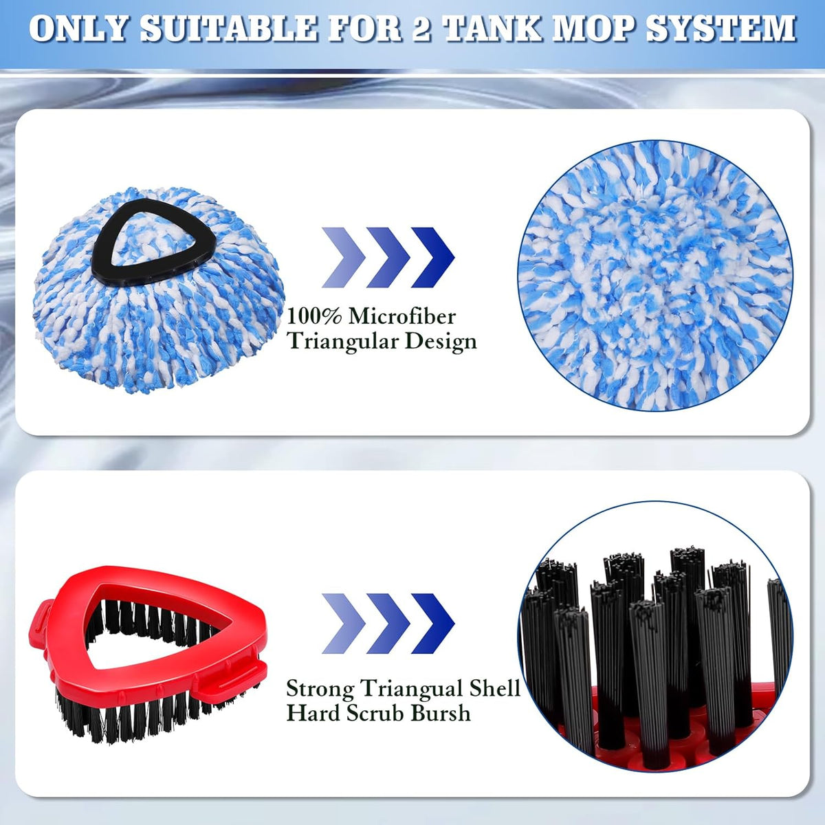 4 Pack Spin Mop Replacements Head Compatible for Oceda RinseClean 2-Tank System,Microfiber Spin Mop