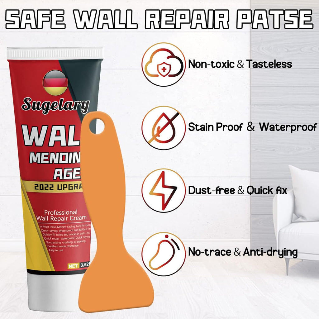Drywall Patch Repair Kit with Scraper, White Wall Mending Agent with 2 Pcs Aluminum Drywall(2