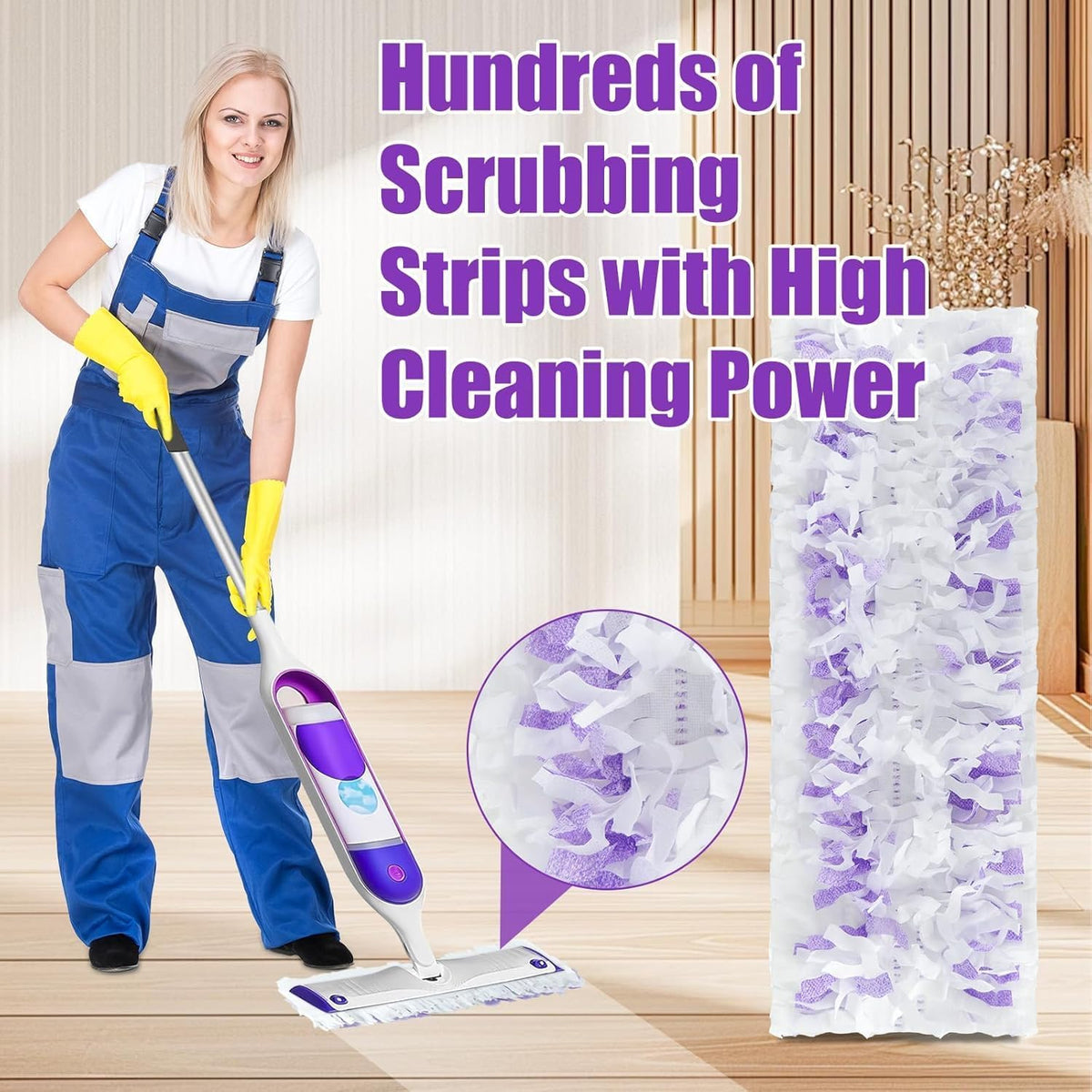 50 Count Disposable Power Mop Pads for Swiffer PowerMop, Unscented Power Mop Refills for