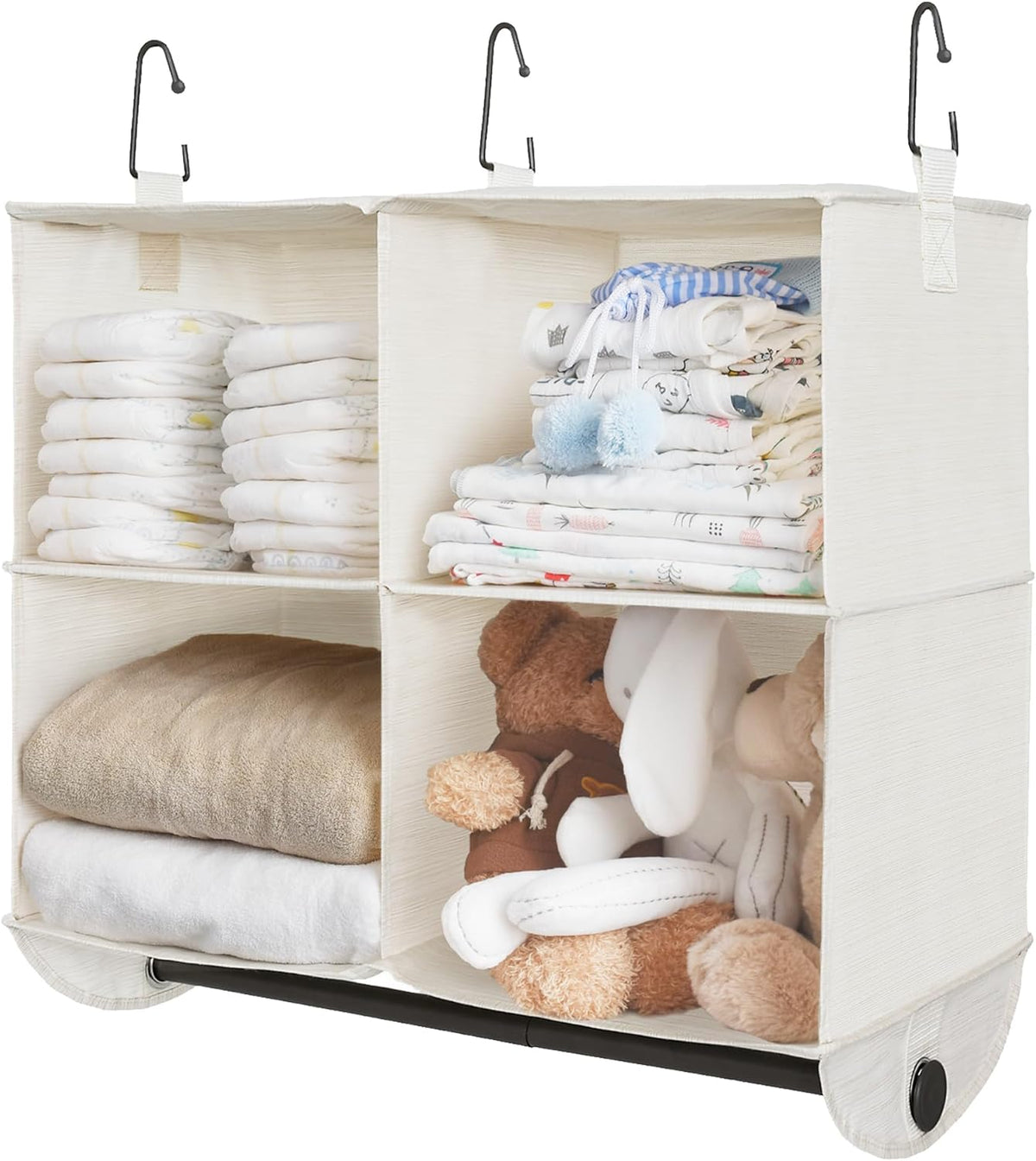 StorageWorks Hanging Closet Organizer with Metal Rod, 4-Section Closet Organizers and Storage