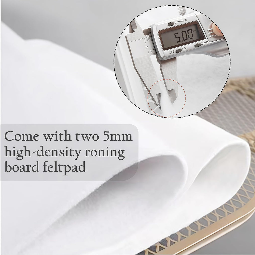 Ironing Board Cover with Two 5MM Thick Feltpads,13"x43"Heat Resistant Replacement Ironing Board