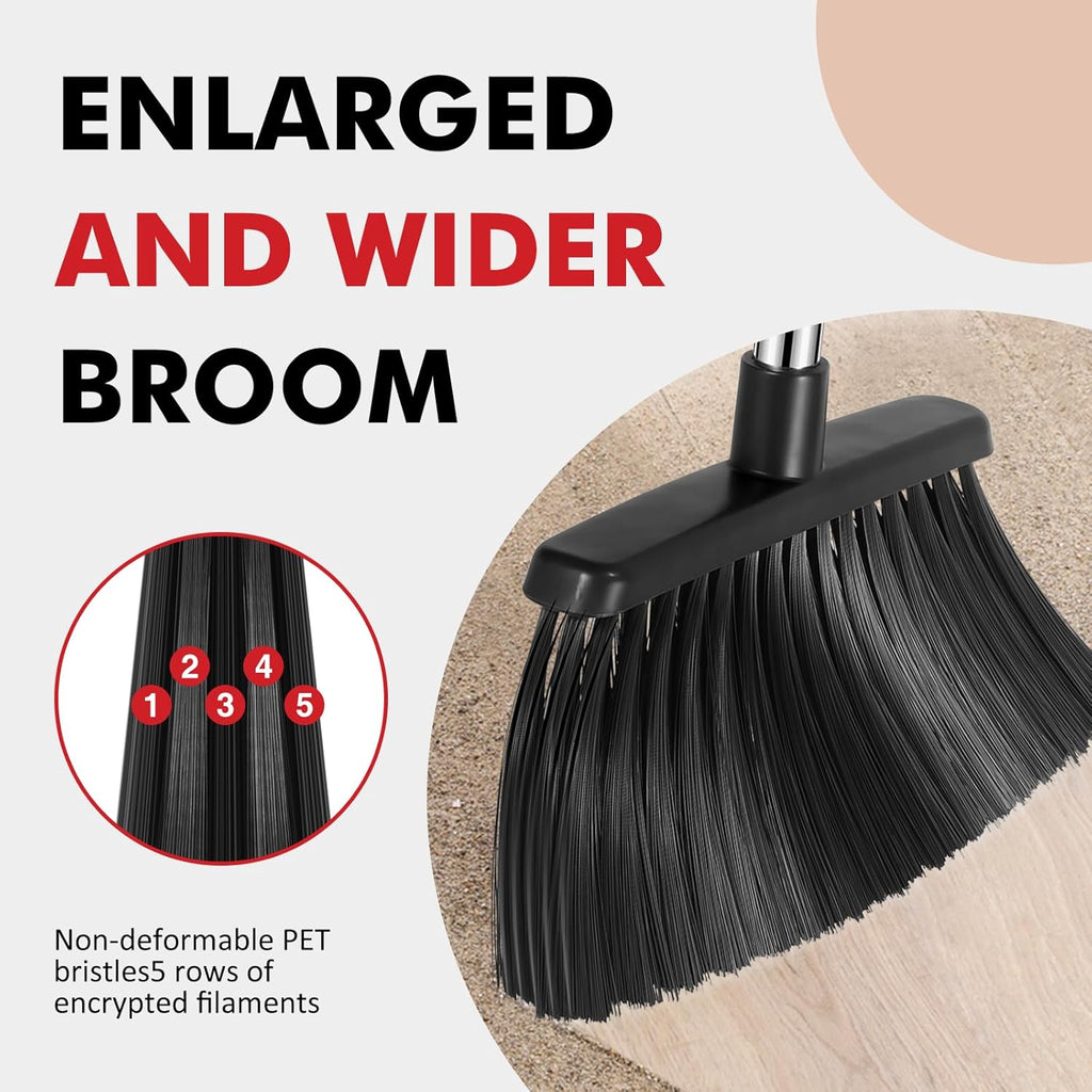 NACENA Heavy Duty Broom, 55 Inch Long Handle Outdoor Large Angle Brooms, Commercial Broom for