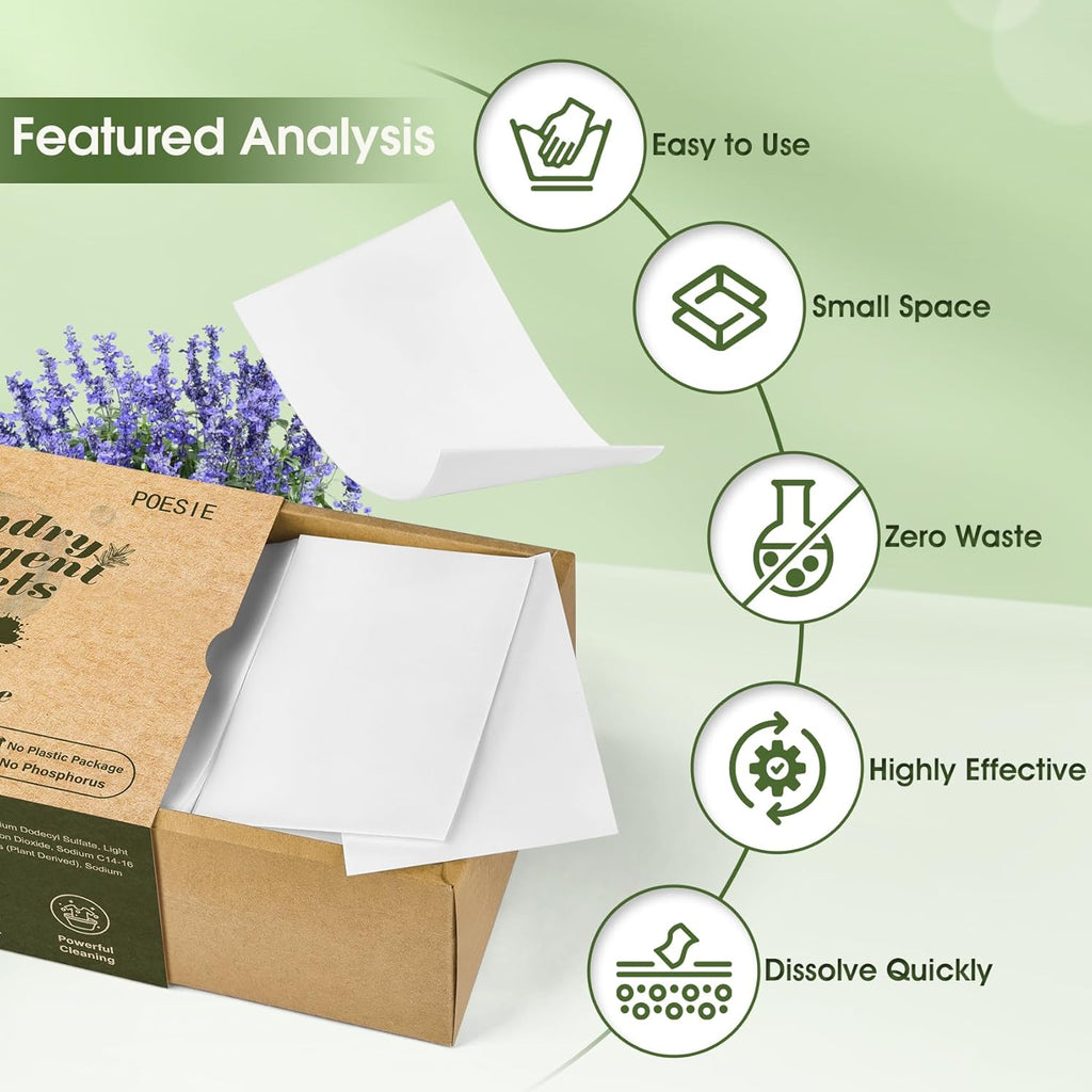 Poesie Laundry Detergent Sheet Sage Breeze Scent 160 Count Washer Sheets Detergent for Travel RV