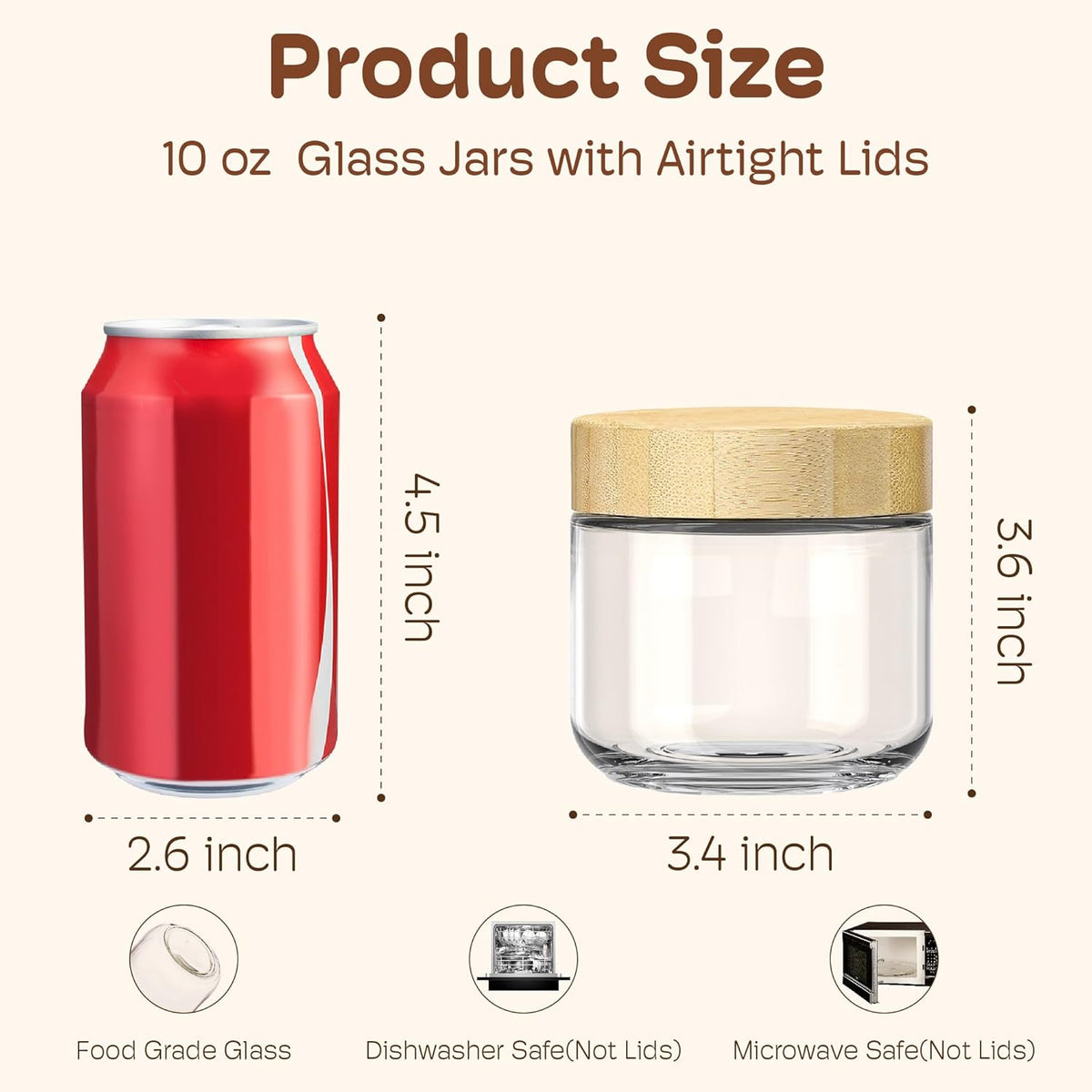 2 pack 10oz Overnight Oats Containers with Bamboo Lids, Glass Jars with Airtight Lids for Meal