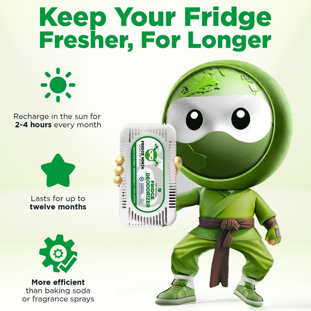 Fridge Ninja Fridge Deodorizer (4 Pack) - More Effective Than Baking Soda - Natural and Unscented