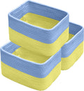 Hopegiver Woven Storage Baskets 11x8x7 Inch, 3 Pack Collapsible Cube Storage Bin for Shelves