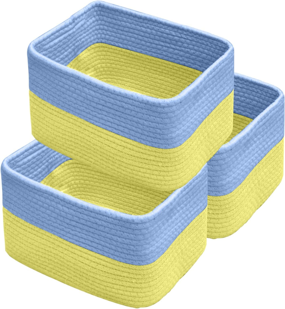Hopegiver Woven Storage Baskets 11x8x7 Inch, 3 Pack Collapsible Cube Storage Bin for Shelves