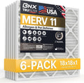 BNX TruFilter 18x18x1 Air Filter MERV 11 (6-Pack) - MADE IN USA - Allergen Defense Electrostatic