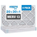 Aerostar 20x30x1 MERV 13 Air Filter, 4 Pack Set of HVAC Furnace Filters, Electrostatic MPR
