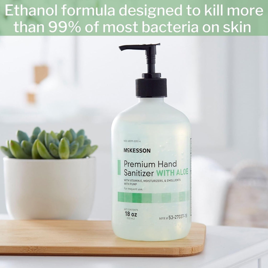 McKesson Hand Sanitizer with Aloe, 18 oz Pump Bottle [Pack of 2] – 70% Ethyl Alcohol, Spring Water