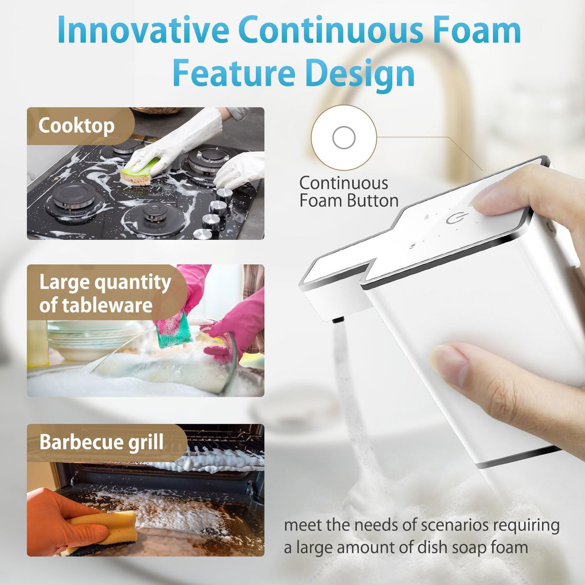 Automatic Foaming Soap Dispenser Touchless 380ml/12.8oz Rechargeable Hand Soap Dispenser Wall
