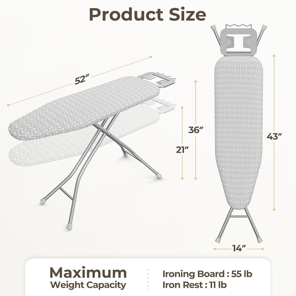 Yaheetech Foldable Ironing Board, Heavy Duty Iron Board with 9 Adjustable Heights, 4 Layer Cover