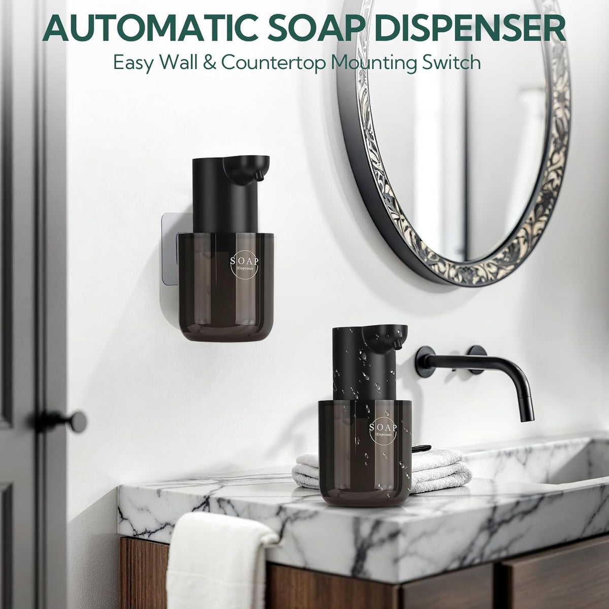 2 Pack Automatic Soap Dispenser, Touchless Automatic Foaming Soap Dispenser, Electric Wall Mounted