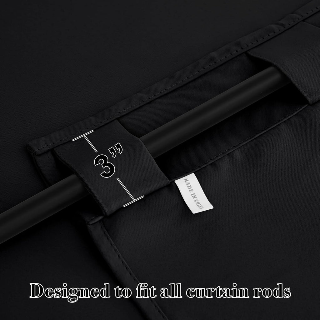 RYB HOME Short Black Curtains for Bedroom, Blackout Thermal Insulated Curtain Tiers Small Window