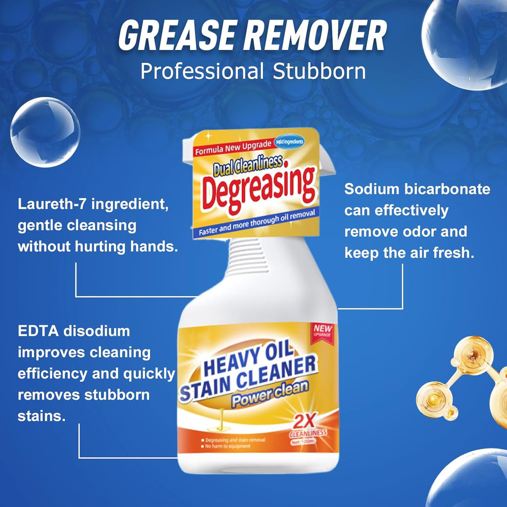 Kitchen Heavy Oil Cleaner, 2025 Newly Upgraded Heavy Duty Oil Stain Remover, 500 ML Multipurpose