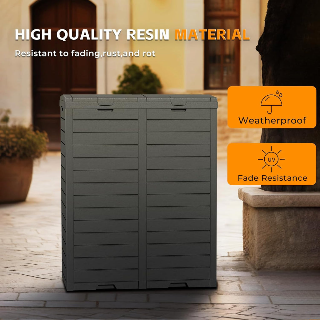 62-Gallon Outdoor Trash Can with lid, Waterproof, UV-Resistant Resin Garbage Can, Lockable Lid and