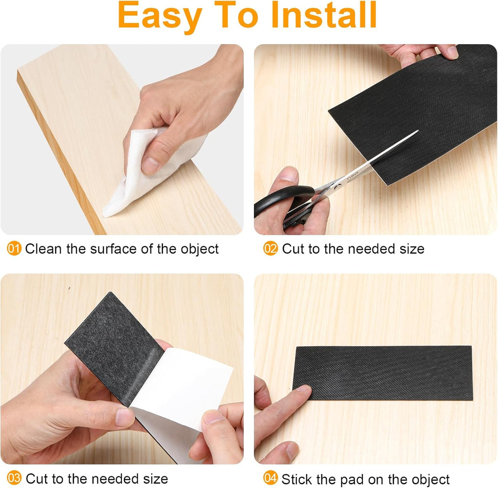 CHUNZEXI Self Adhesive Non Slip Furniture Pads 4”x40” Rubber Floor Protectors, Cuttable Anti Skid