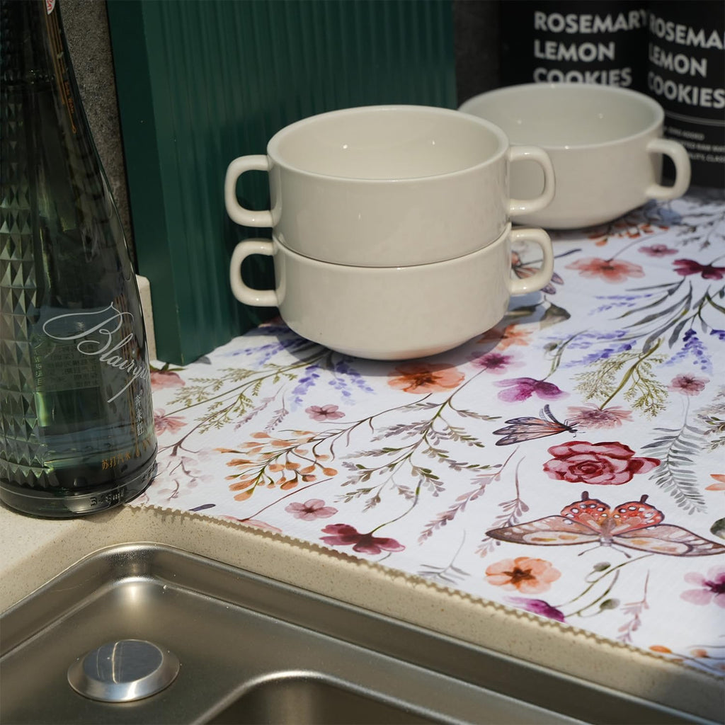 Shelf and Drawer Liner for Kitchen Cabinets, Non-Adhesive and Strong Non-Slip Floral Shelf Cabinet