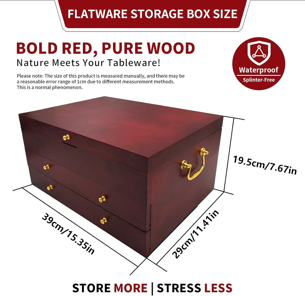 Silverware Storage Box, Kitchen Drawer Organizer, Drawer-containing flap-type storage box, Wood