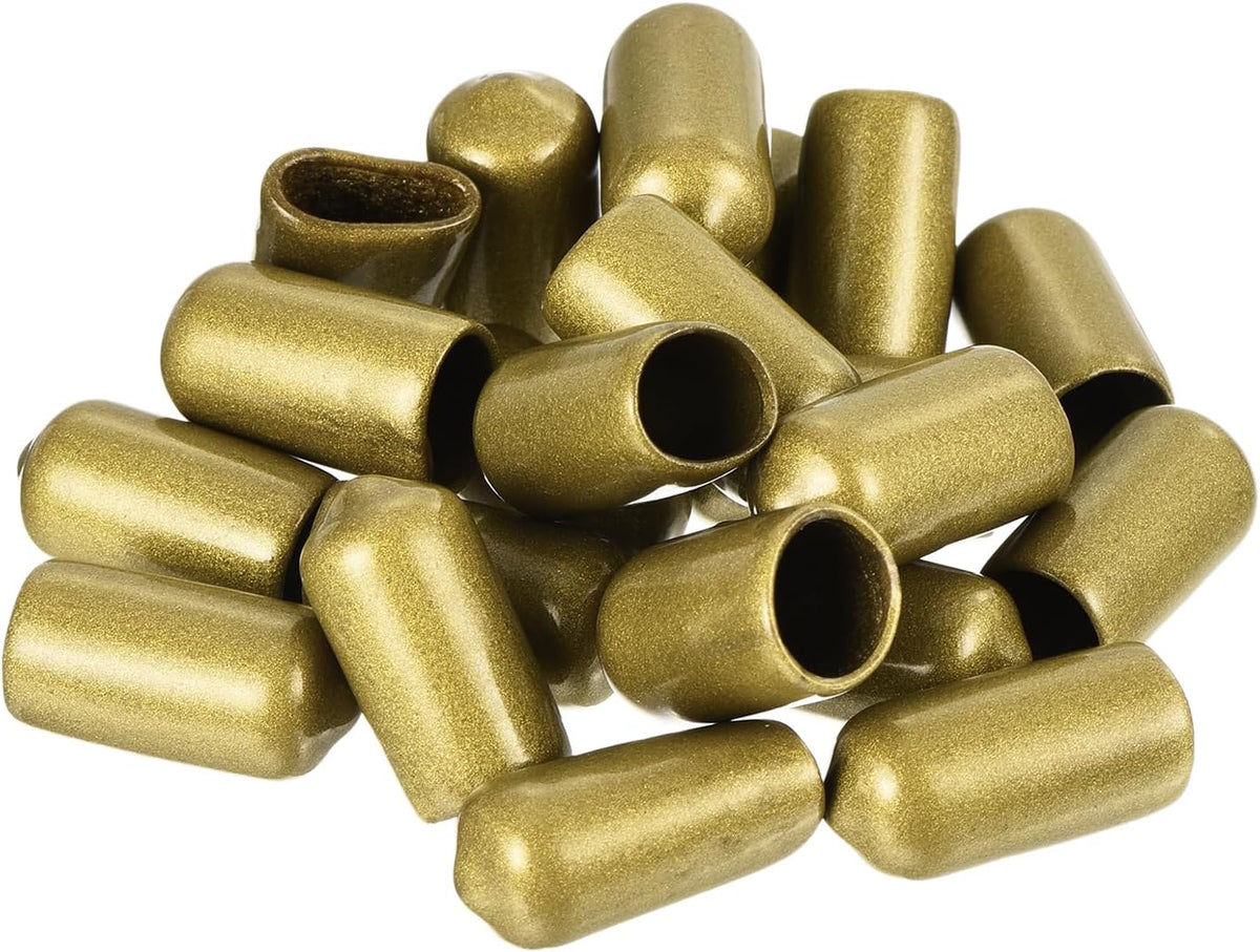 uxcell 20pcs Rubber End Caps 10mm ID Vinyl Round Tube Bolt Cap Cover Thread Protectors Gold