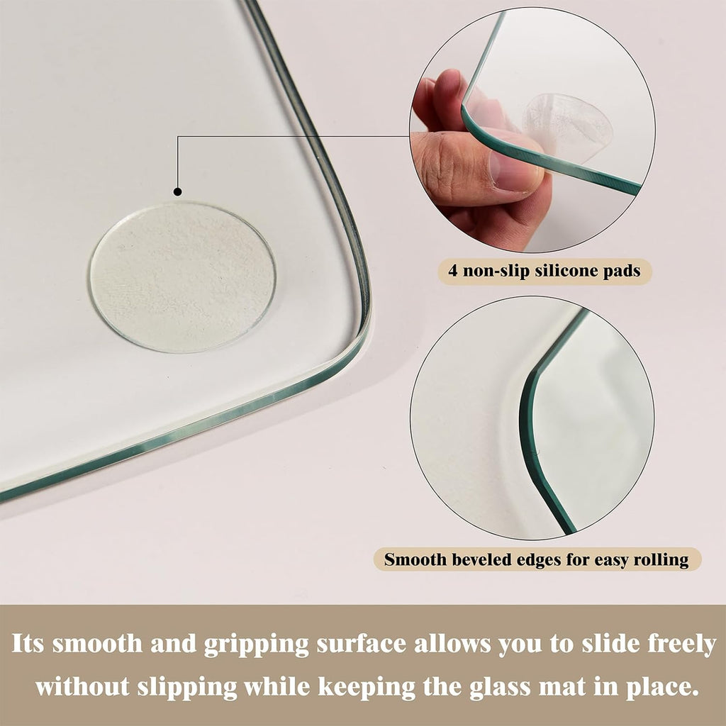 Koonmi Tempered Glass Chair Mat for Hardwood Floors & Carpets, 46" x 55“ Transparent Heavy Duty
