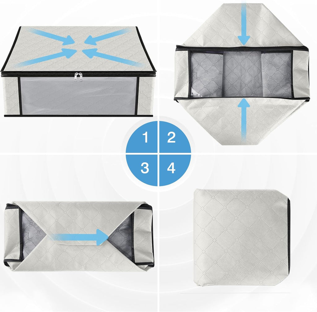 HomeHacks Storage 10-Pack Clothes Organizer Storage Bags Foldable Storage Box with Large Clear