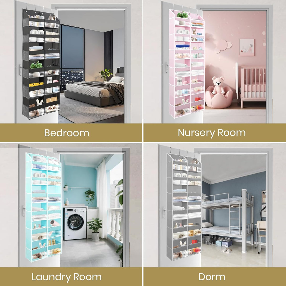HOMELUX THEORY Heavy Duty Over the Door Organizer - Extra Wide Clear Closet Organizers And Storage