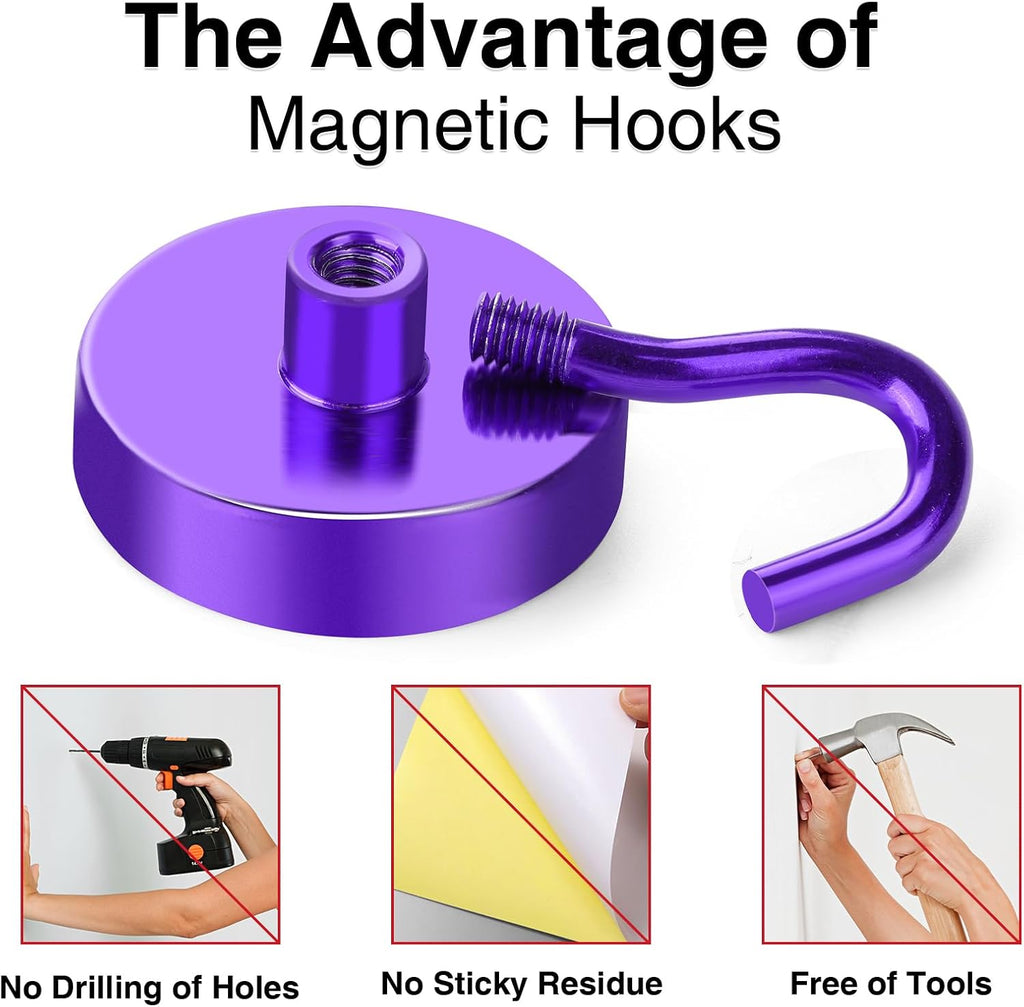 MIKEDE Magnetic Hooks,150LB Heavy Duty Magnets with Hook for Fridge, Strong Magnet Neodymium