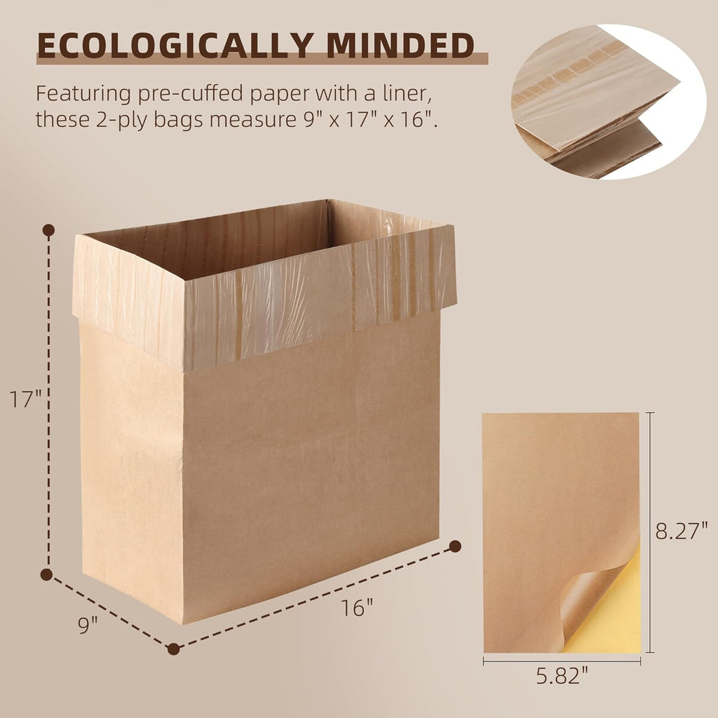 (15-Pack) Calvana Super Strong Compactor Bags, Heavy-Duty Kitchen Paper Trash Bags with Leak Proof