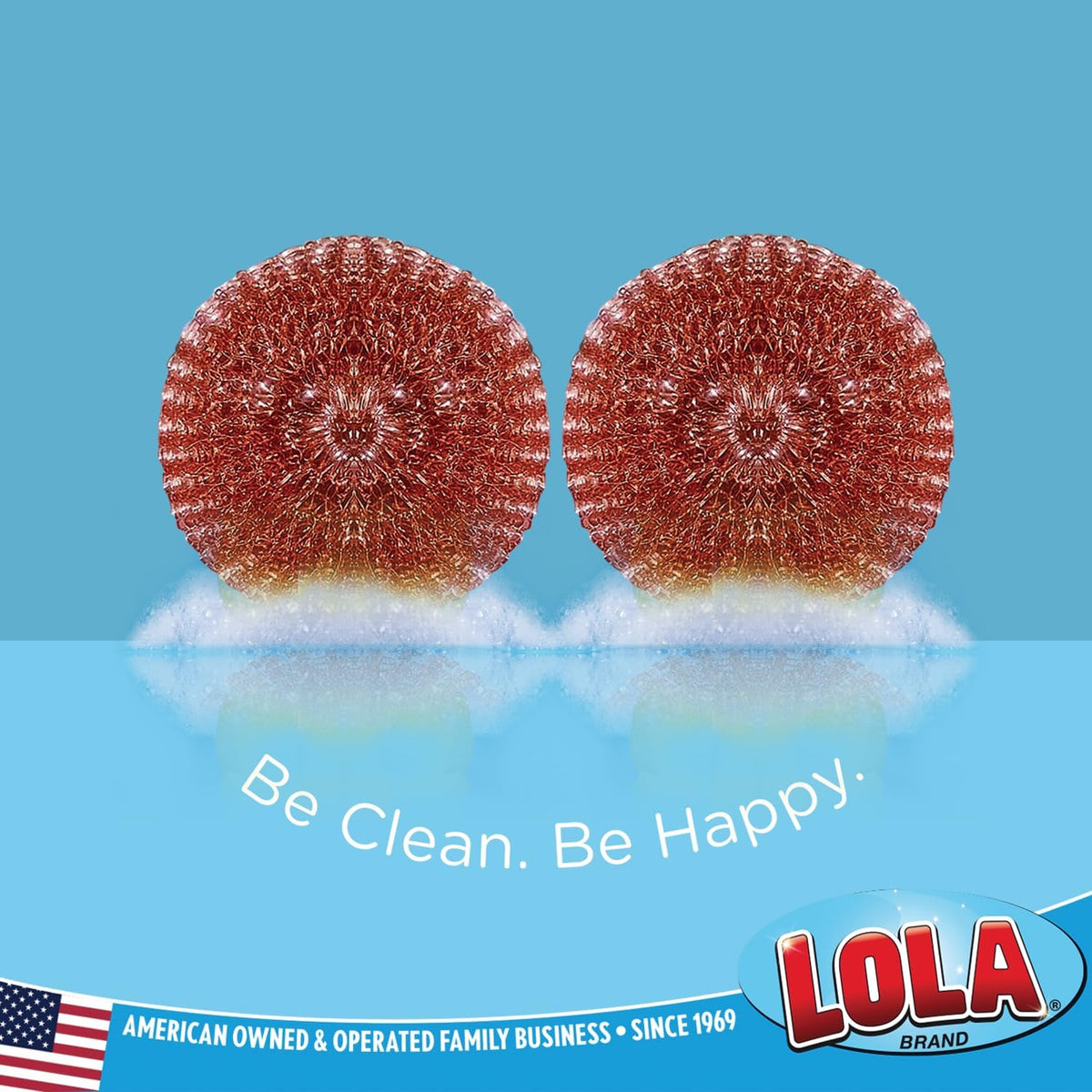 Copper Mesh Scouring Pad by LOLA, 2 Pack, 45 Grams, 4" Heavy Duty Cleaning Pads, Copper Coated