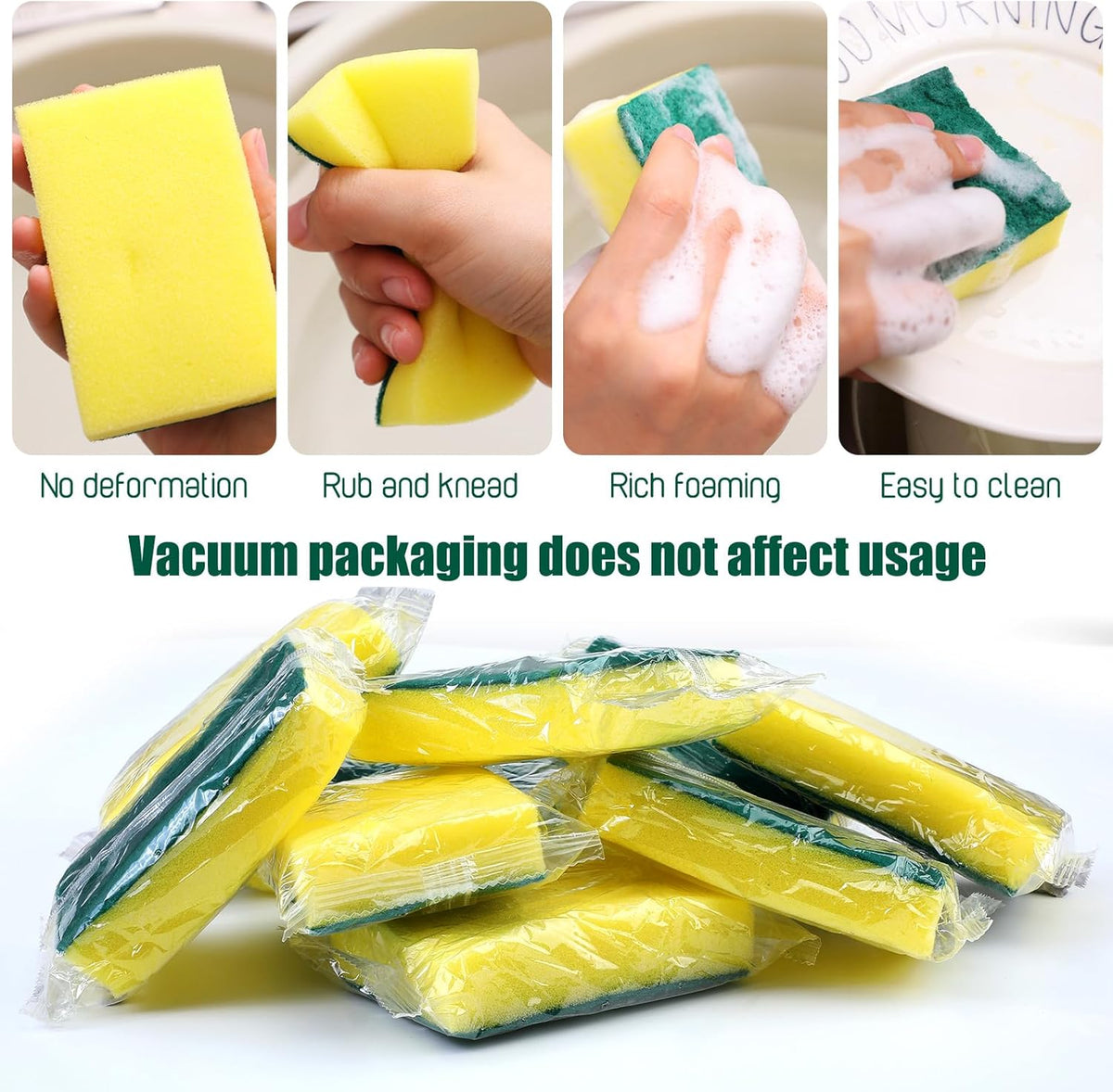 Tanlade 1000 Pcs Individually Wrapped Sponge Dishwashing Sponge Bulk Non Scratch Scrub Sponges