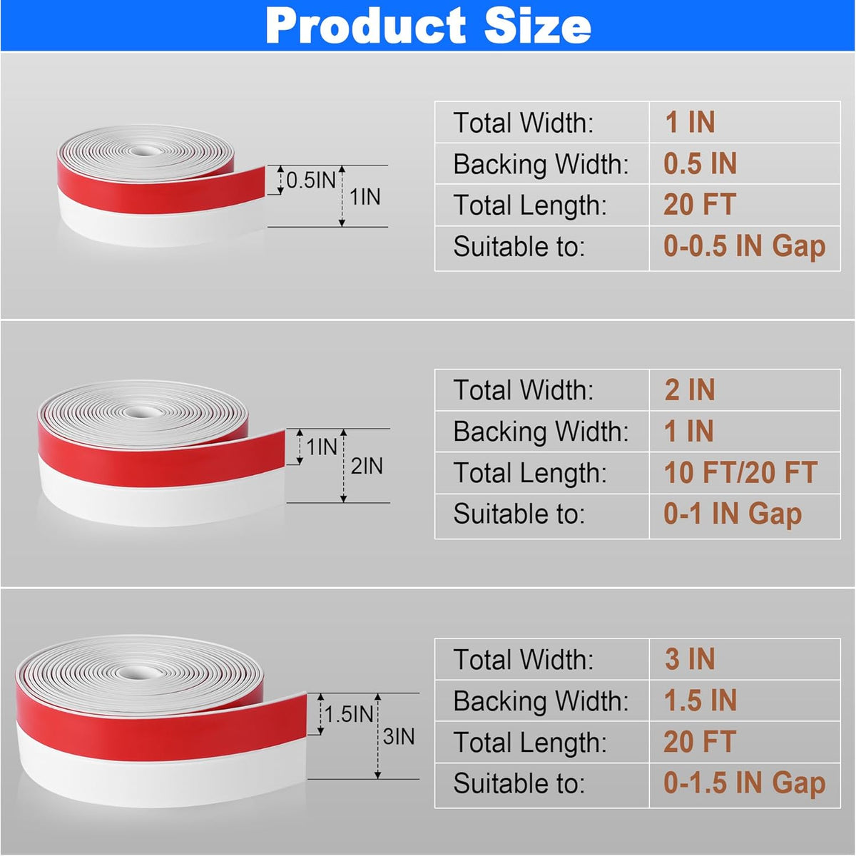 ToLanbbt Weather Stripping Silicone Door Seal Strip 2 in x 10 ft Door Draft Stopper Self Adhesive