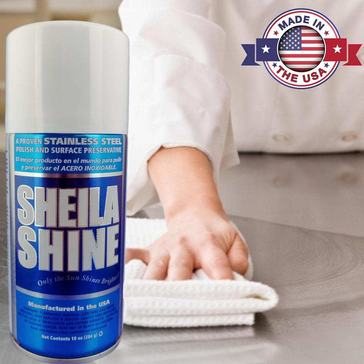 Sheila Shine 2 x 10 Oz. Stainless Steel Cleaner and Polish Aerosol Spray, Protect Household Kitchen