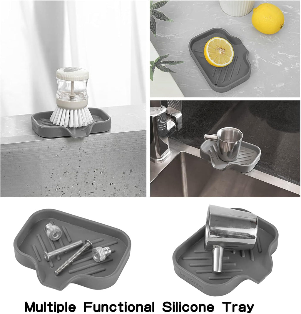 Silicone Bathroom Soap Dishes with Drain Spout-Bathroom and Kitchen Sink Organizer,Sponge