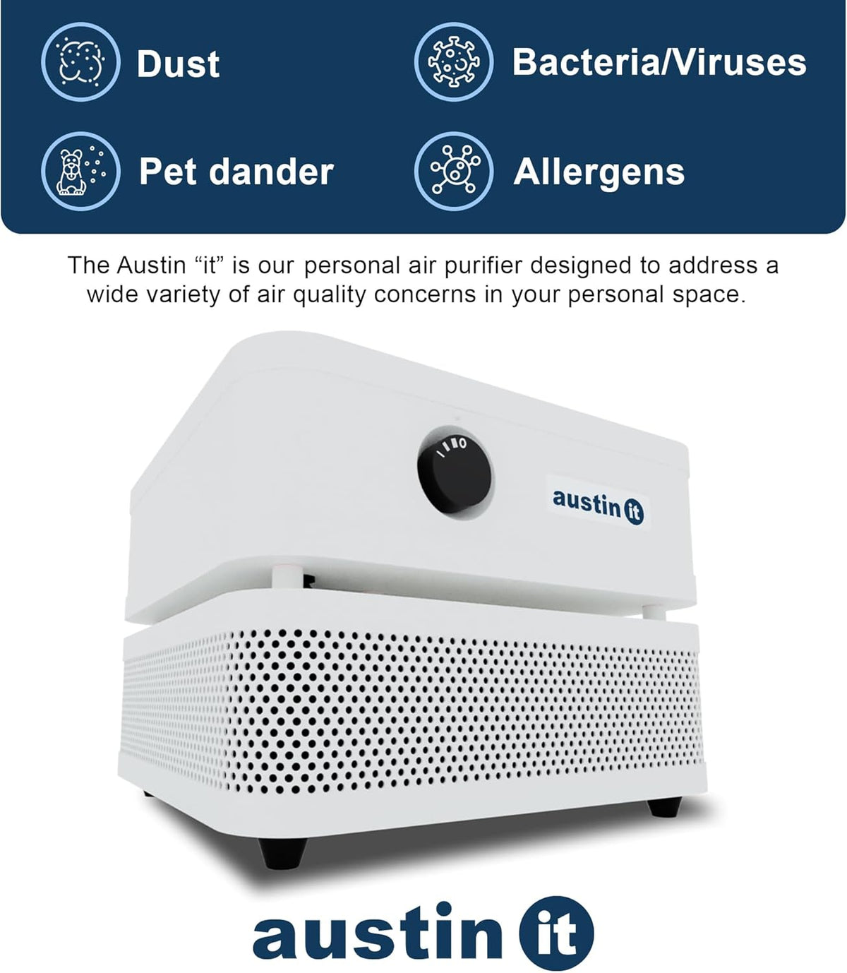 Austin Air it Personal Air Purifier - Sleek Allergy Air Purifier for Office & Room - Capturesf