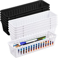 Domensi 12 Pack Slim Plastic Storage Baskets Tray for Organizing 10.25x3.25x2.5 Inch Small Narrow