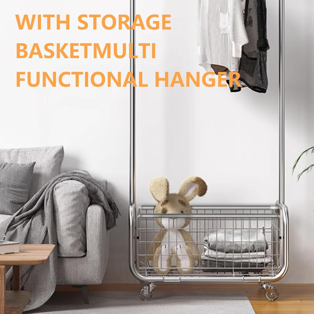 Garment Rack With Storage Baskets,Clothing Rack for Hanging Clothes, Multi-functional Bedroom