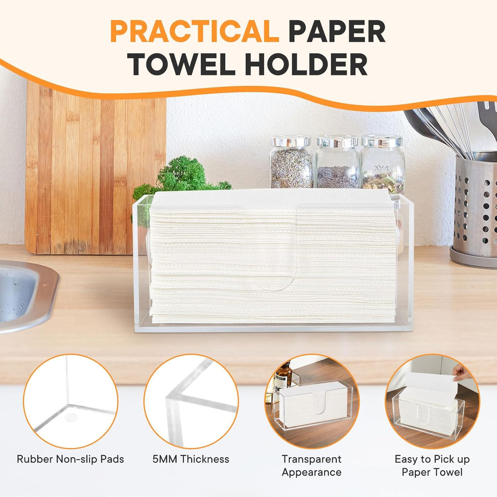 Acrylic Paper Towel Dispenser, Paper Towel Holder Countertop Clear Multi Trifold Napkin Holder