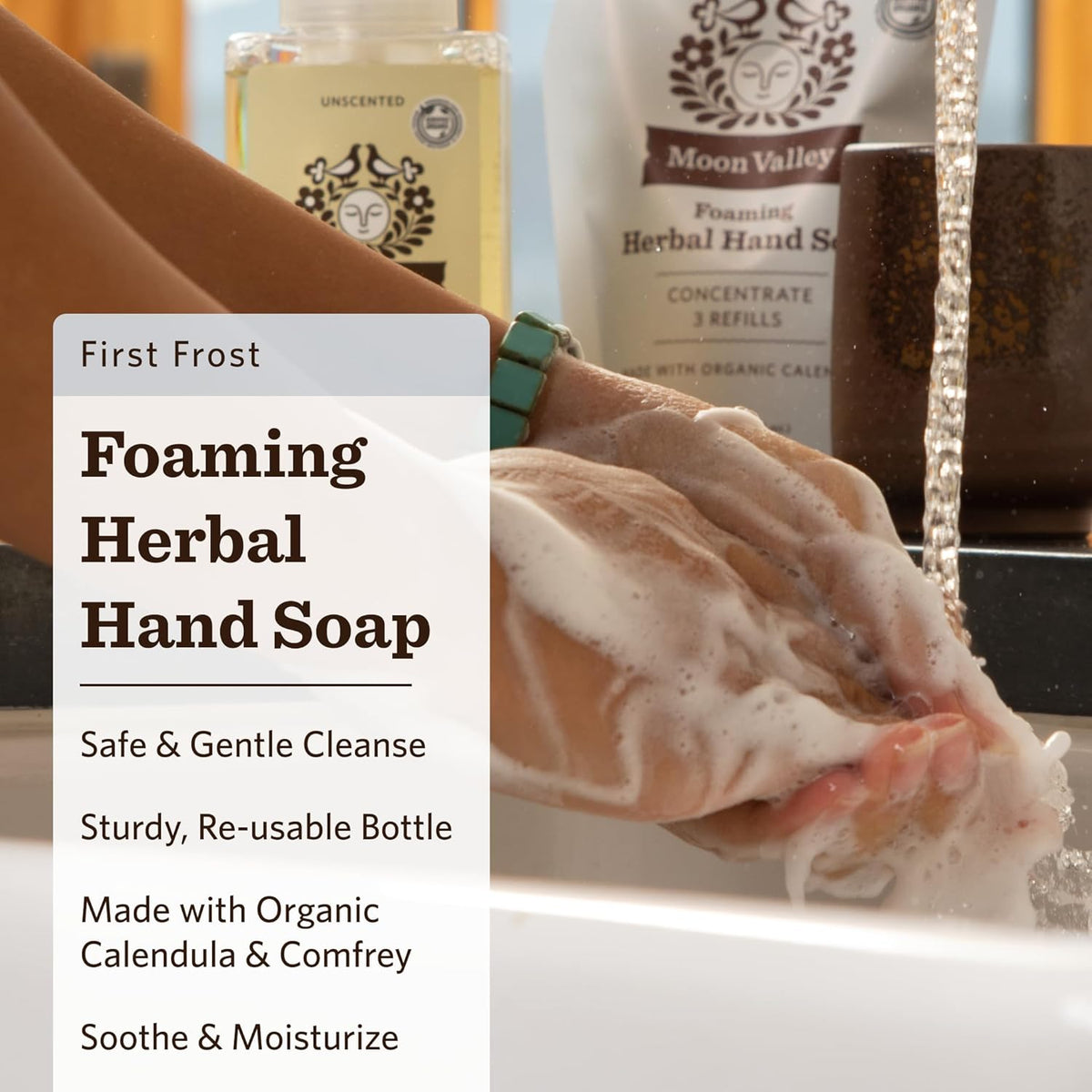 Moon Valley Herbal Foaming Hand Soap, Vegan (First Frost, Recyclable Bottle)