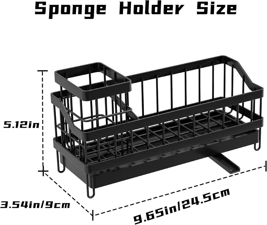 Large Sponge Holder for Sink, Stainless Steel Sink Caddy Organizer with Rotatable Spout - Kitchen