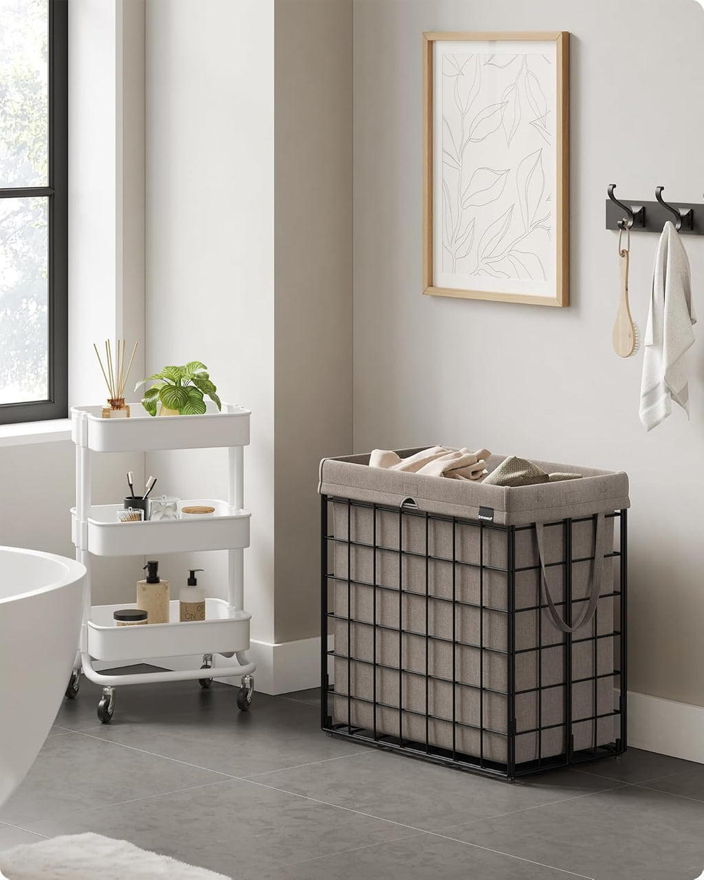 SONGMICS Laundry Hamper, 29 Gal. (110L) Laundry Basket, Collapsible Clothes Hamper, Removable and