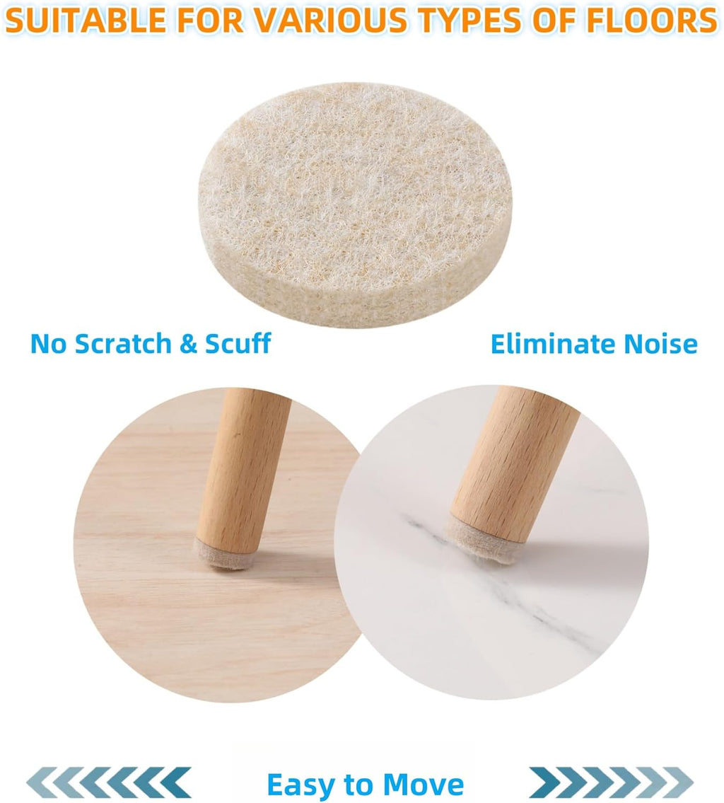 Furnigear Felt Furniture Pads for Hardwood Floors - Self Adhesive Chair Felt Pad, Floor Protector